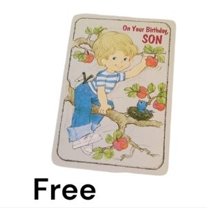 Free With Purchase Birthday Card for Son with Blue and Red Accents